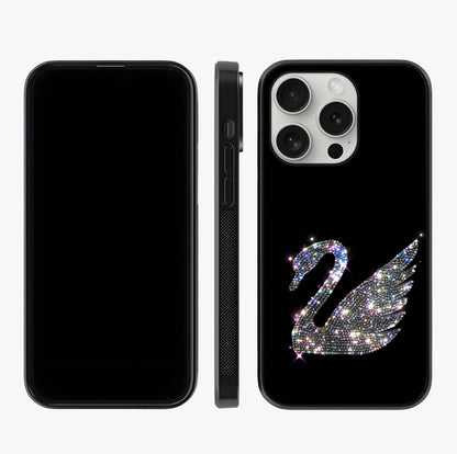 Starlit Swan Grace Glass Case displayed upright for full design visibility and premium finish.