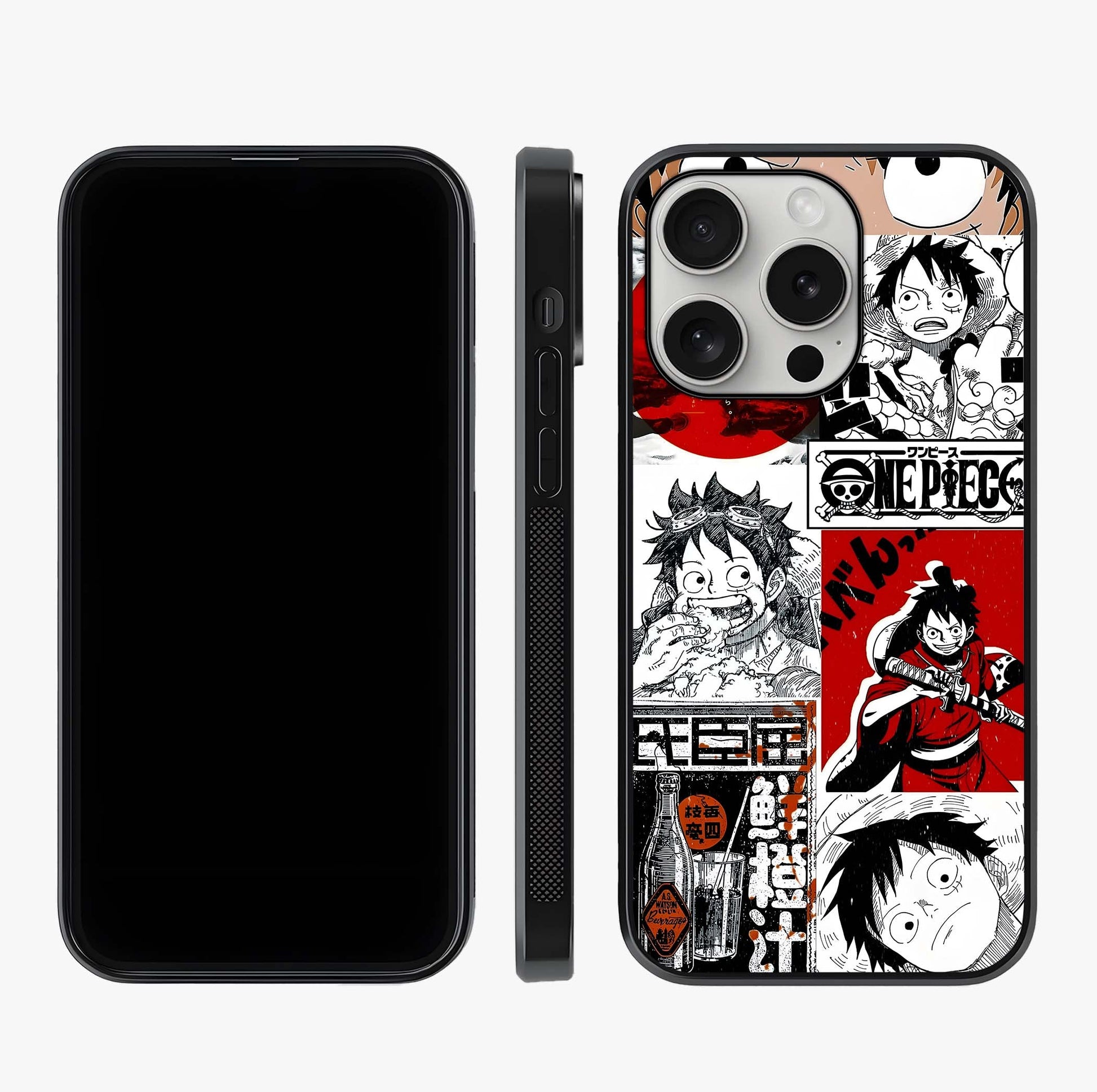 Strawhat Chaos Panels Glass Case displayed upright for full design visibility and premium finish.