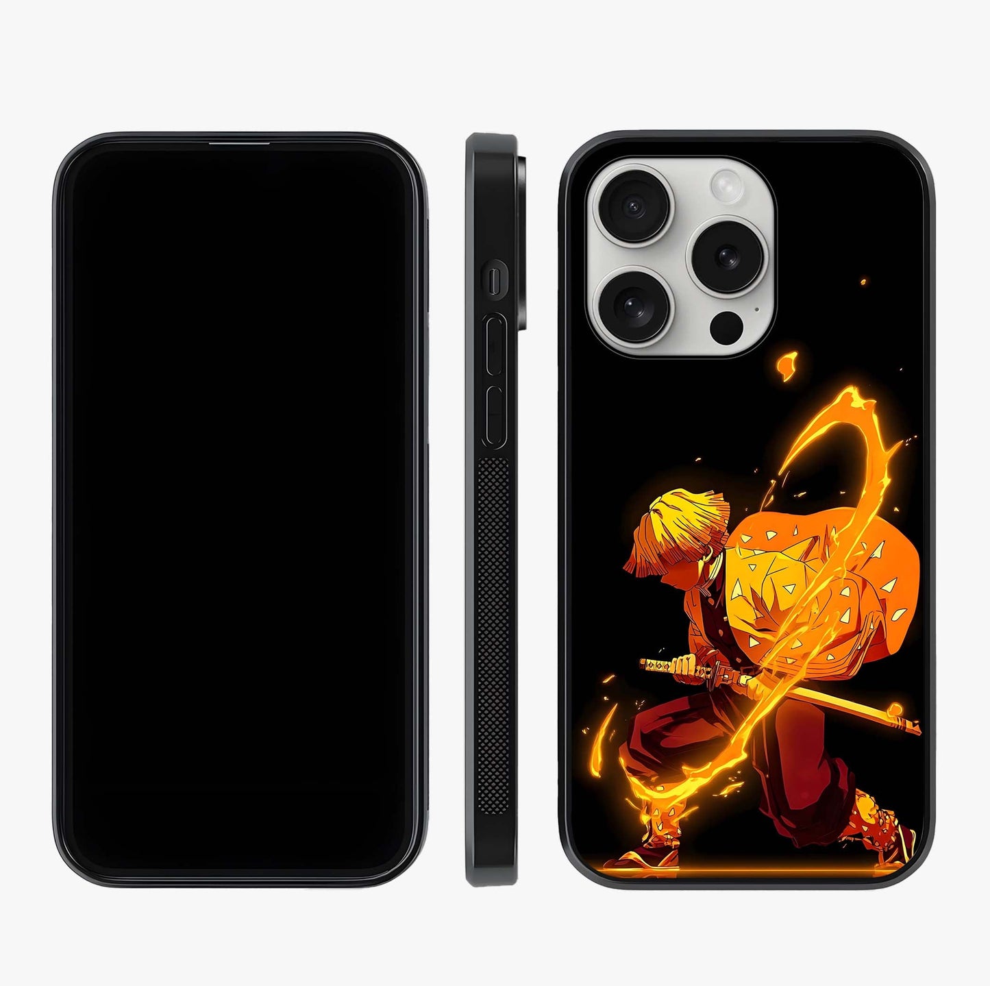 Thunder Flame Execution Glass Case displayed upright for full design visibility and premium finish.