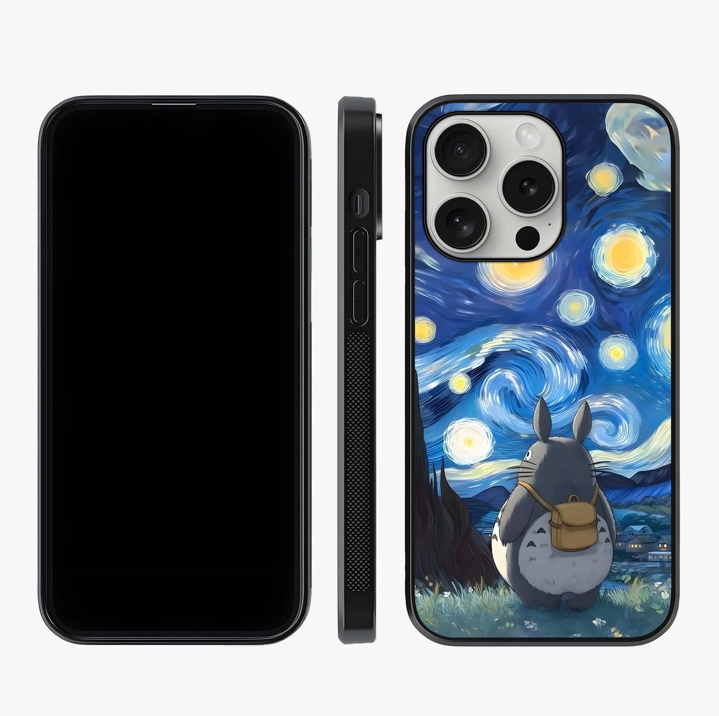 Totoro In Van Gogh Art Glass Case displayed upright for full design visibility and premium finish.