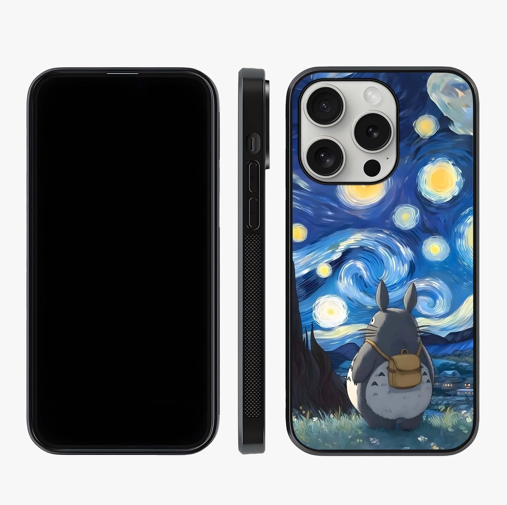 Totoro In Van Gogh Art Glass Case displayed upright for full design visibility and premium finish.