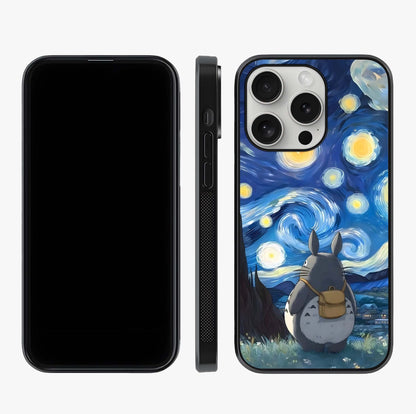 Totoro In Van Gogh Art Glass Case displayed upright for full design visibility and premium finish.