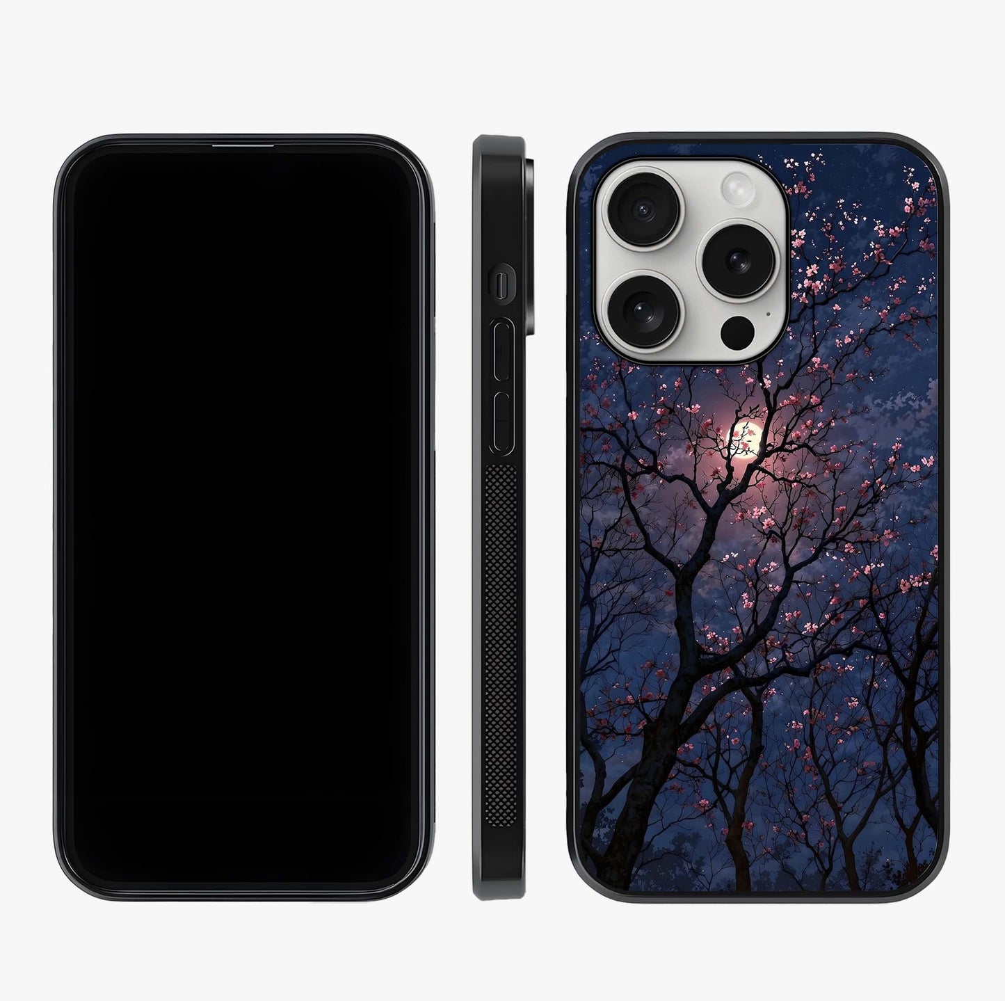 Twilight Sakura Serenade Glass Case displayed upright for full design visibility and premium finish.