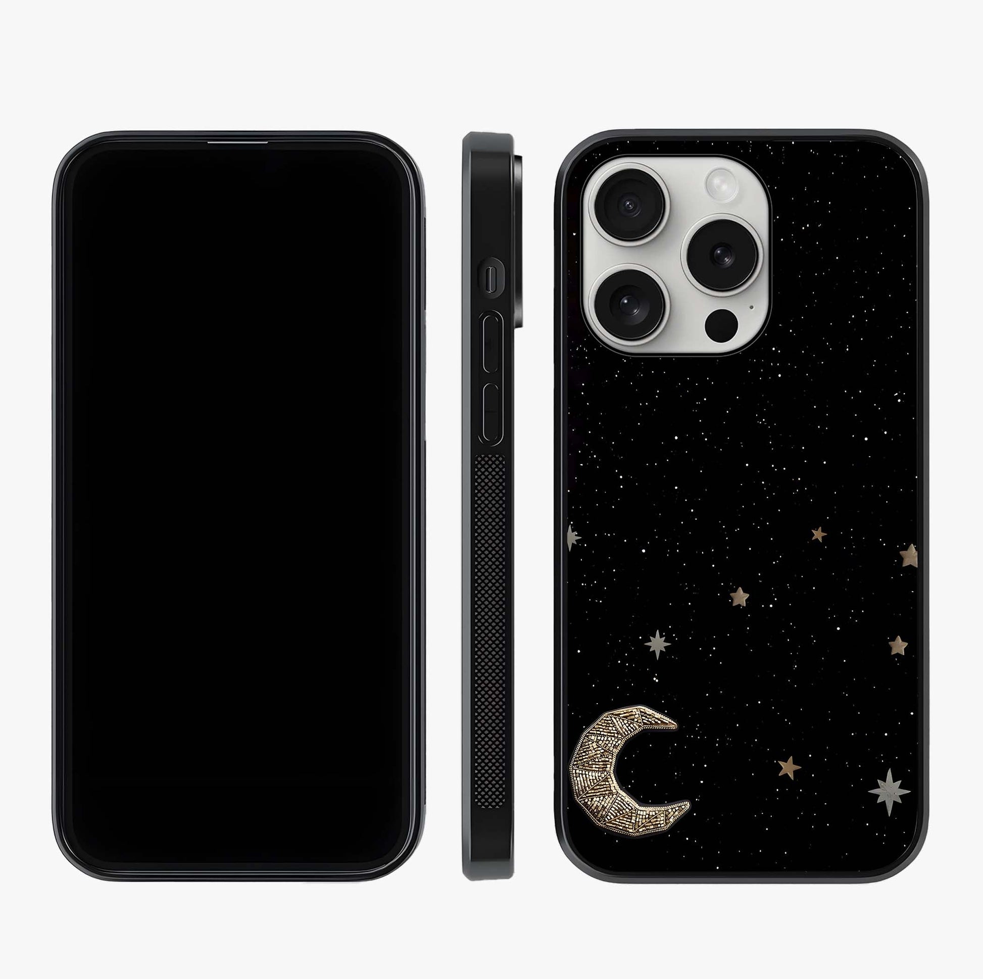 Twinkle Star With Half Moon Glass Case displayed upright for full design visibility and premium finish.