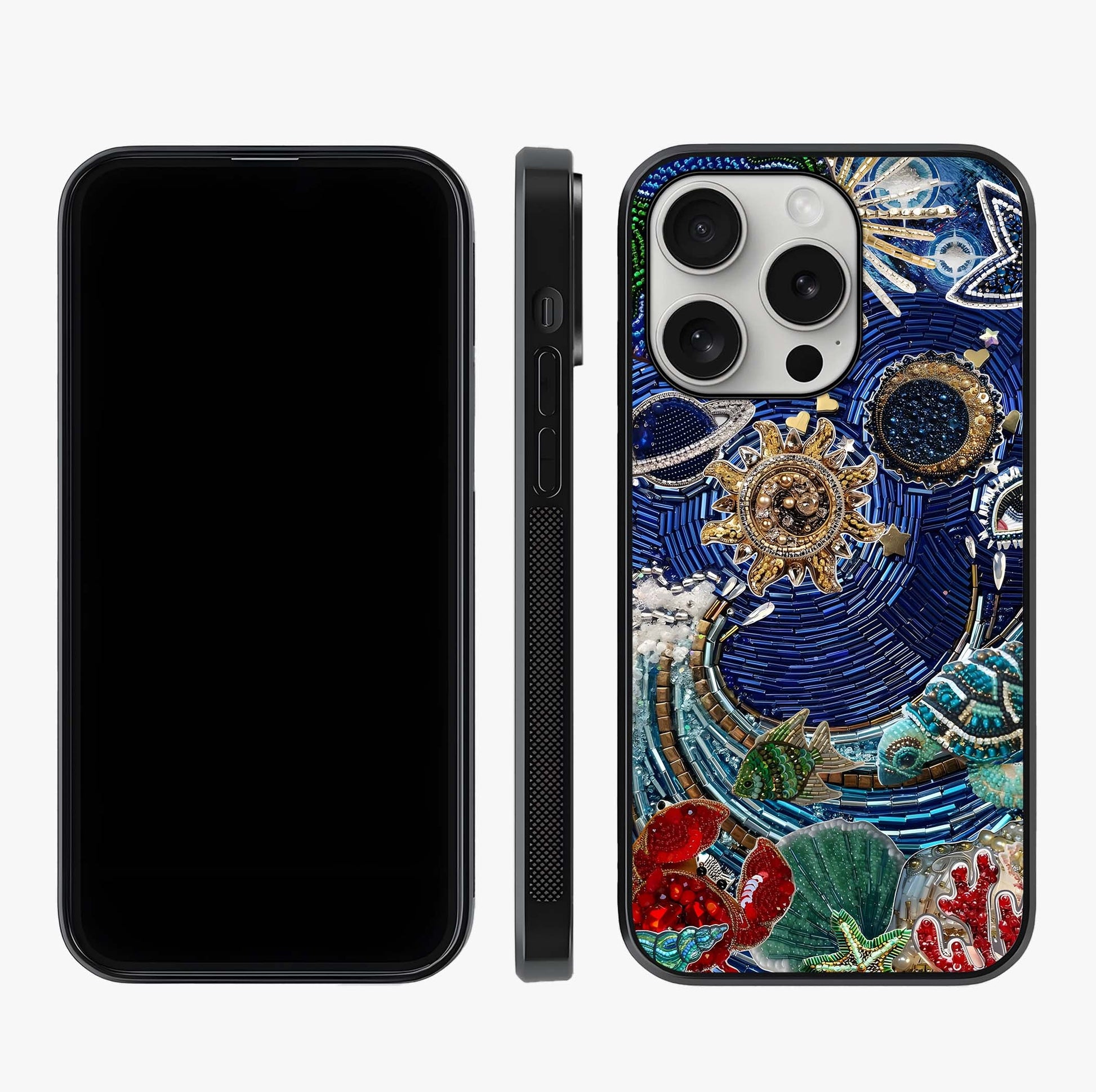 Universe Underwater Spark Glass Case displayed upright for full design visibility and premium finish.