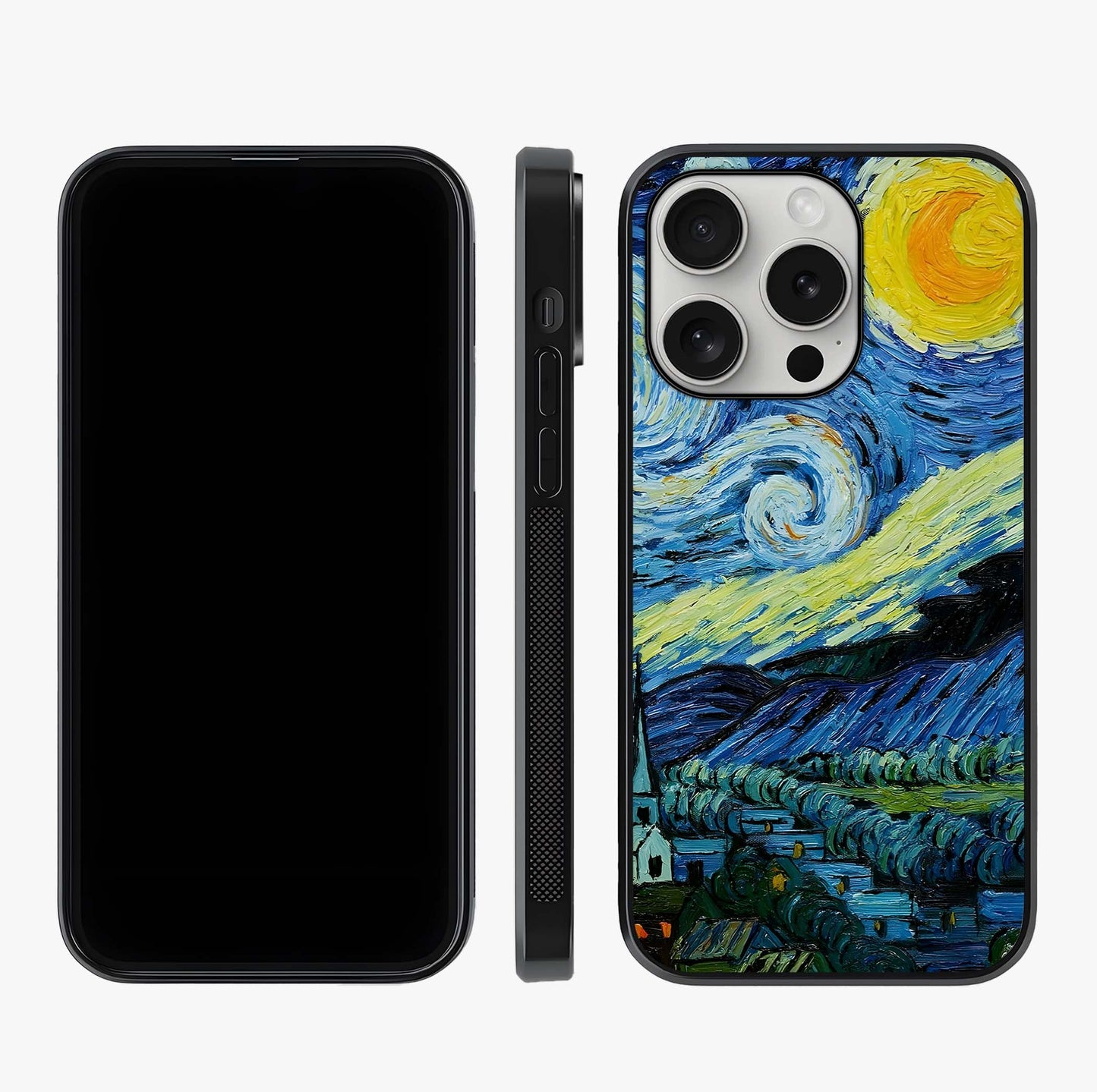 Van Gogh Art Glass Case displayed upright for full design visibility and premium finish.