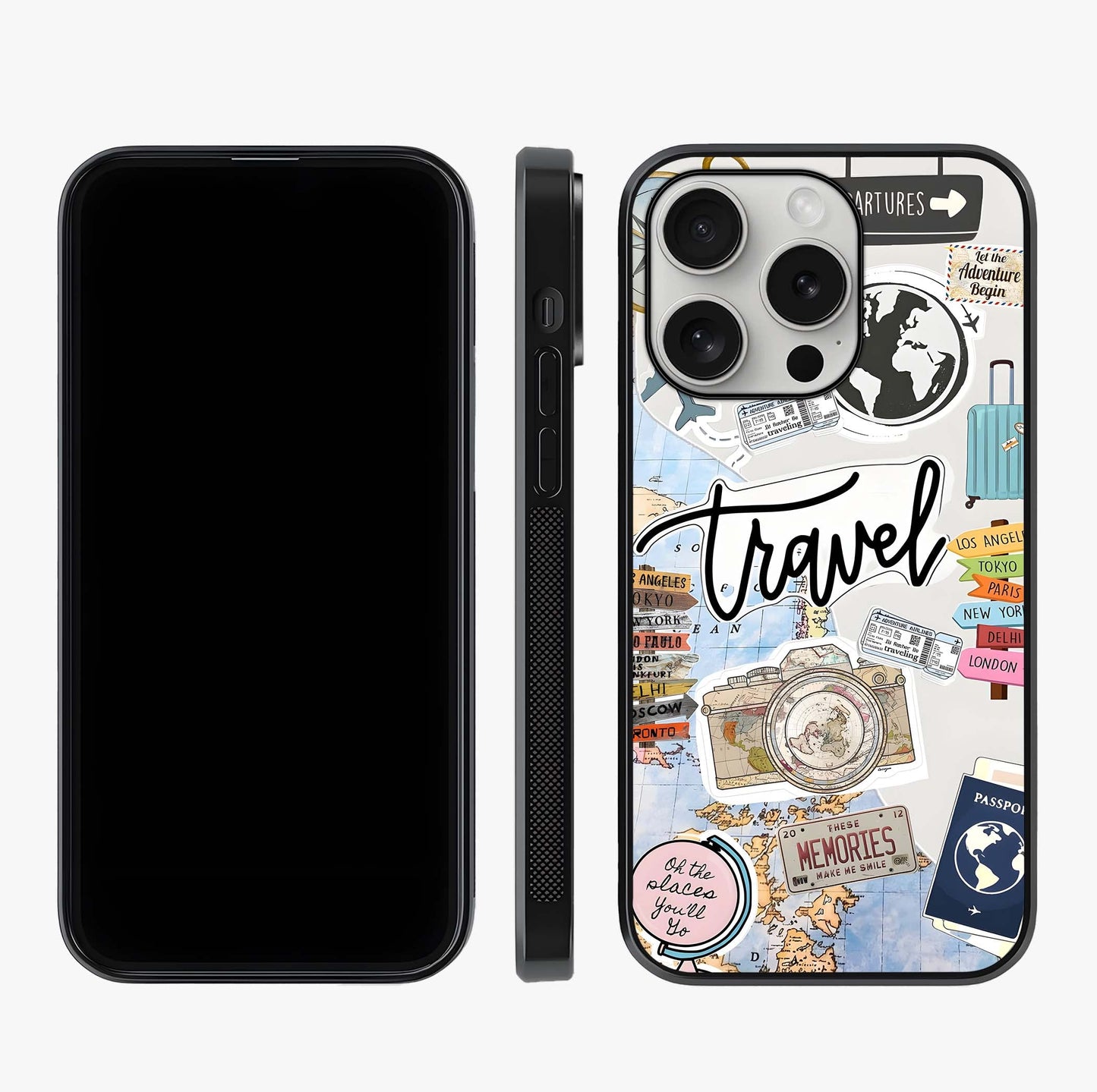 Wanderlust Journal Glass Case displayed upright for full design visibility and premium finish.