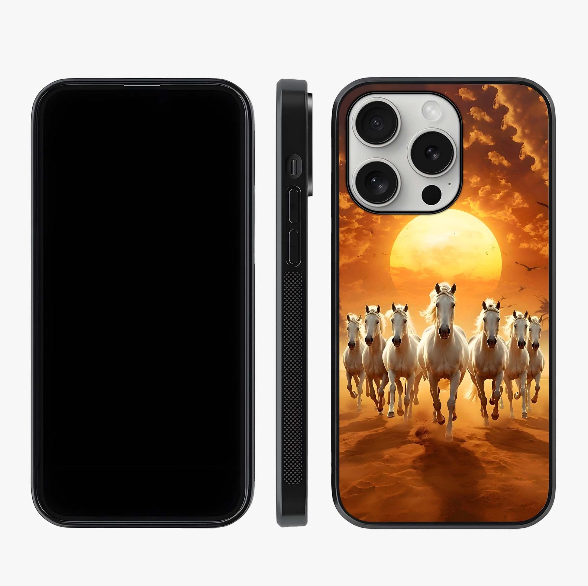Wild Sunset Majesty Glass Case displayed upright for full design visibility and premium finish.