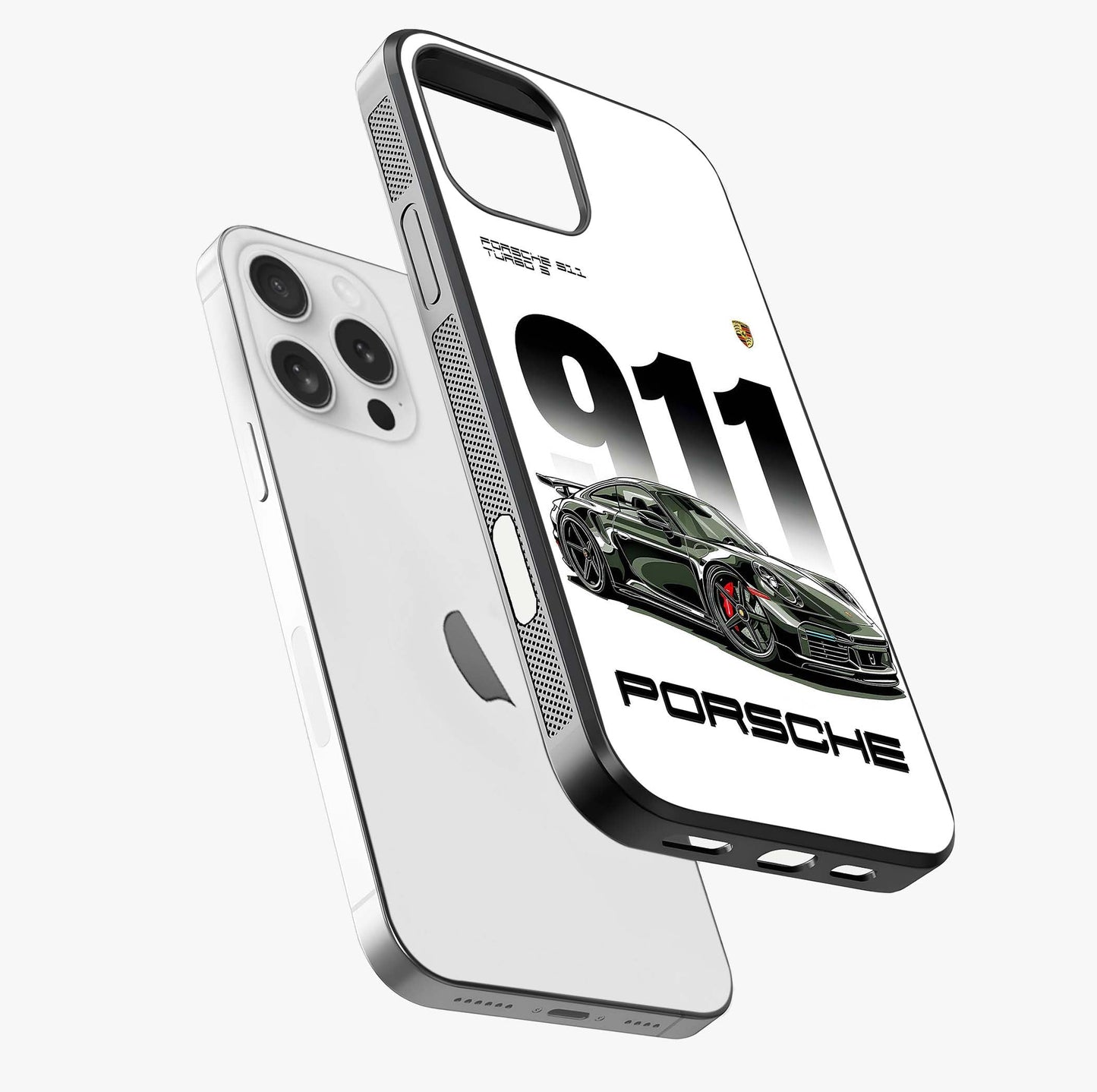 911 Turbo Dominance Glass Case laid diagonally highlighting side profile, edges and glossy glass shine.