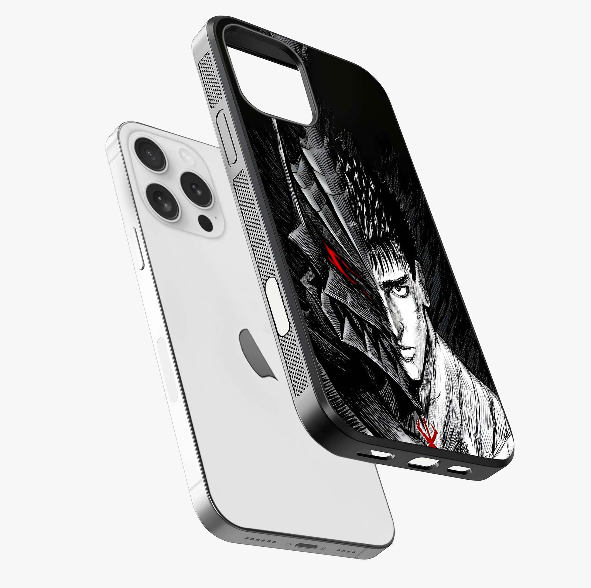 Berserker Blood Oath Glass Case laid diagonally highlighting side profile, edges and glossy glass shine.