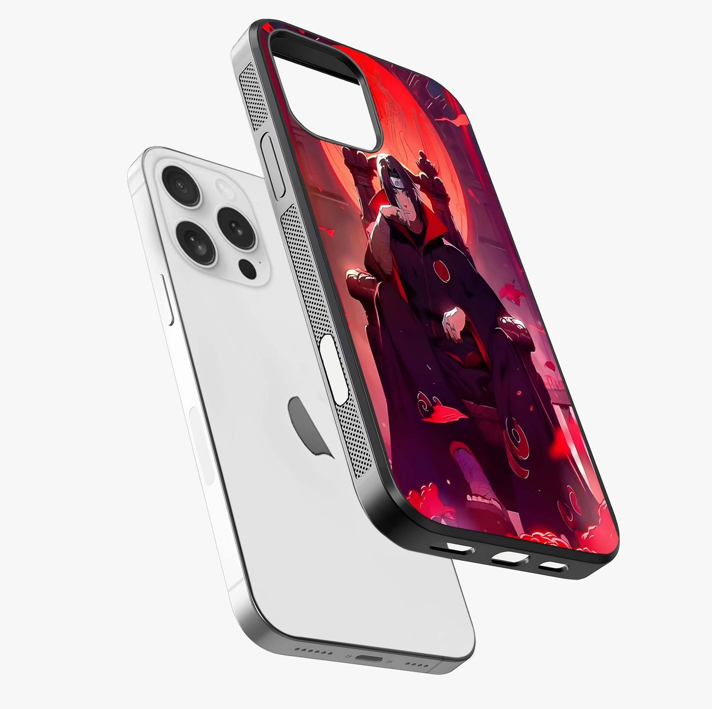 Blood Moon Sovereign Glass Case laid diagonally highlighting side profile, edges and glossy glass shine.