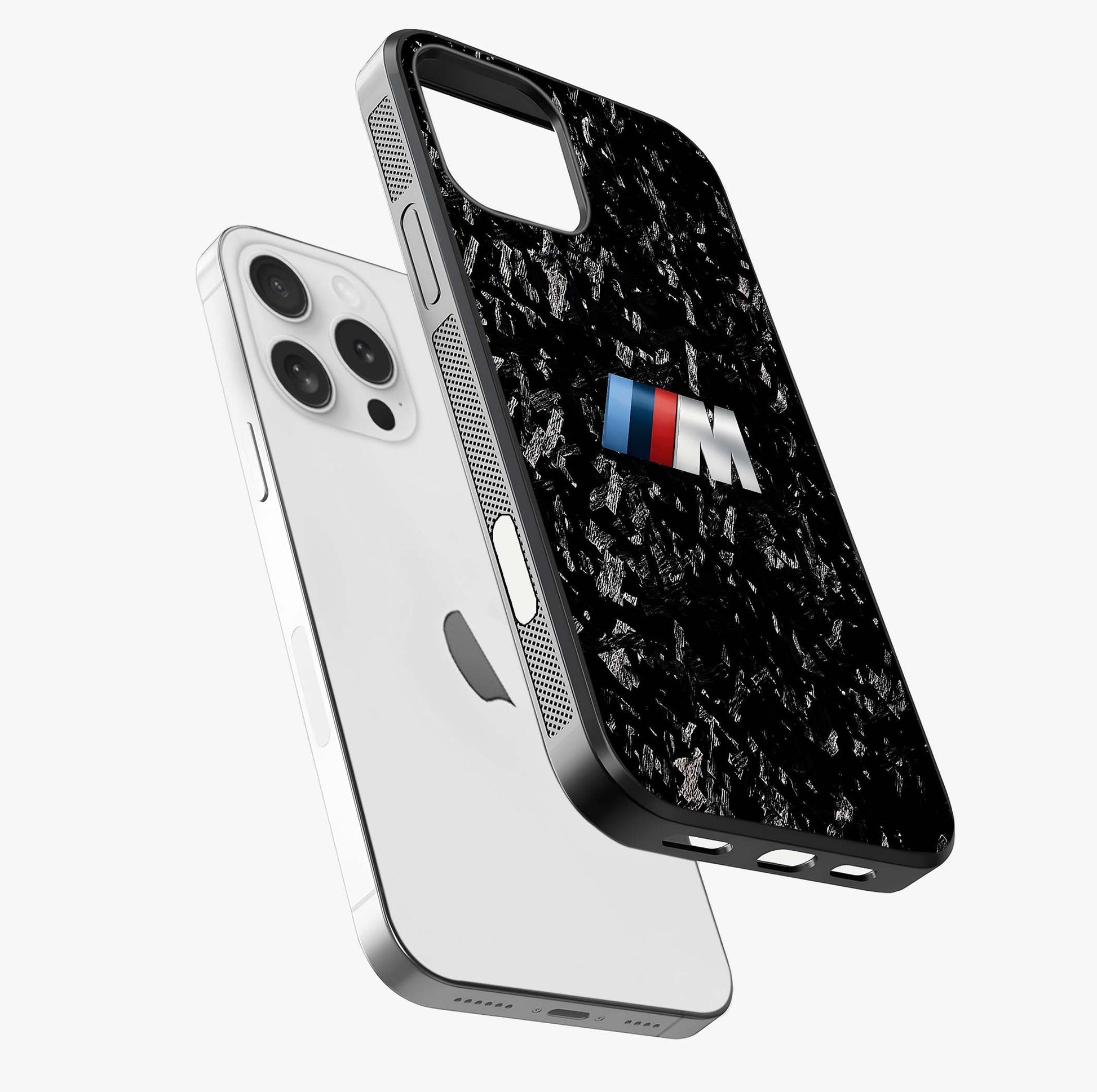 Carbon Speed Mark Glass Case laid diagonally highlighting side profile, edges and glossy glass shine.