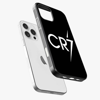 Cr7 Elite Strike Glass Case laid diagonally highlighting side profile, edges and glossy glass shine.
