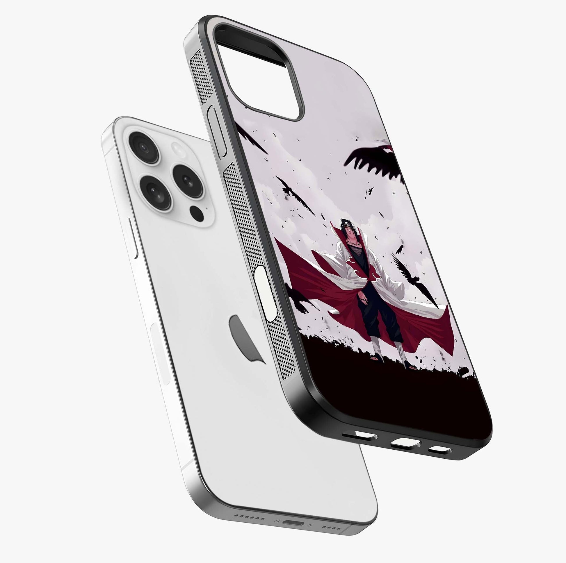Crimson Crow Ascension Glass Case laid diagonally highlighting side profile, edges and glossy glass shine.