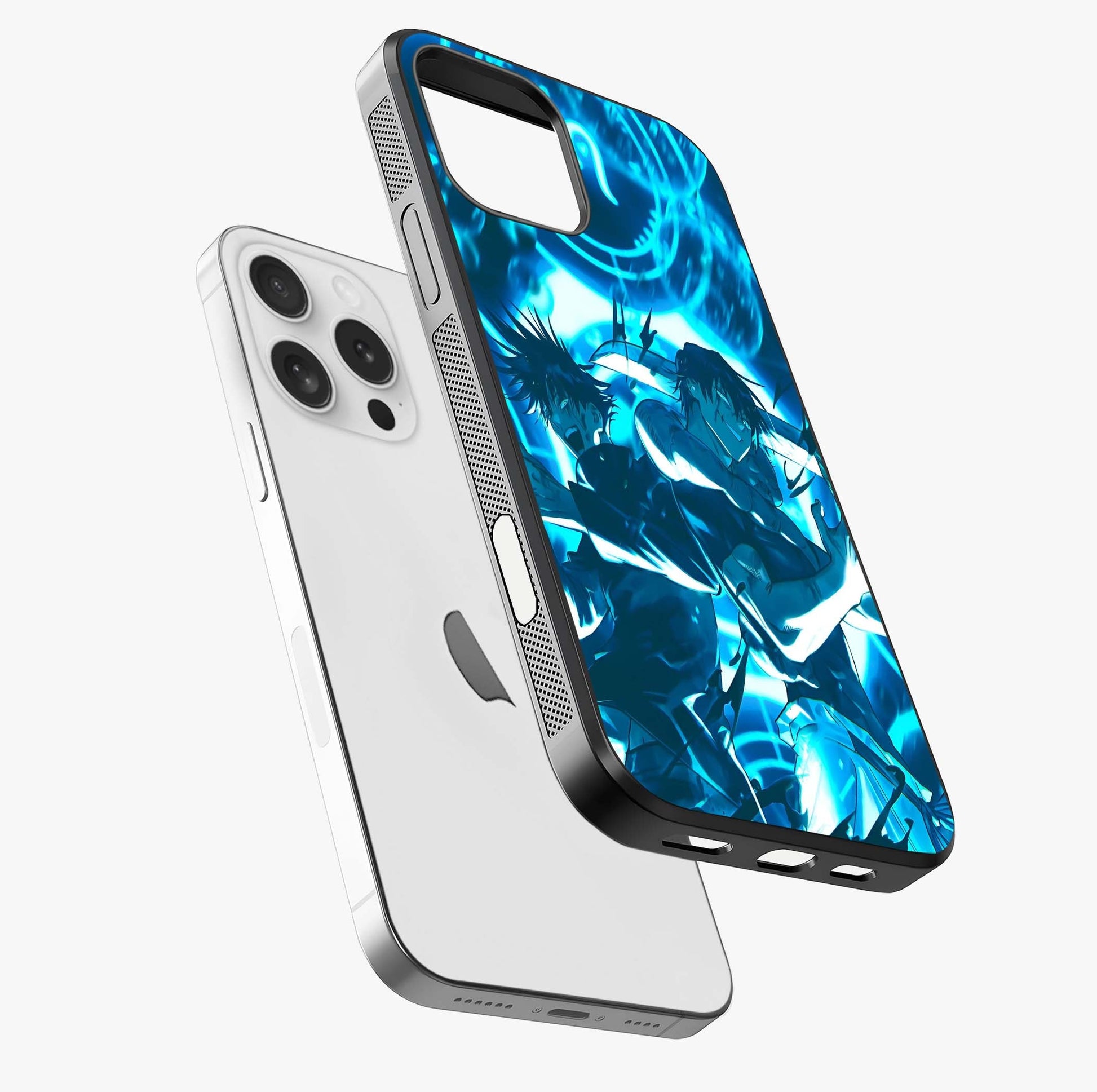 Cursed Energy Clash Glass Case laid diagonally highlighting side profile, edges and glossy glass shine.