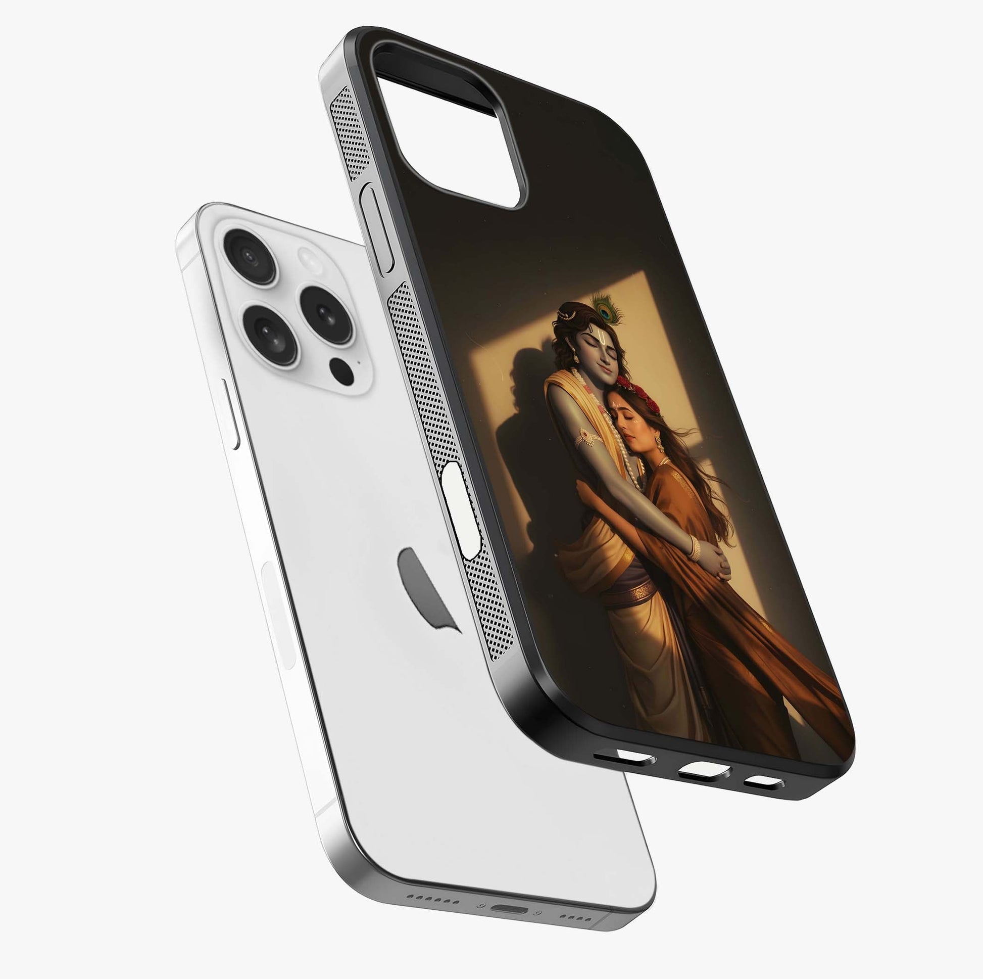 Divine Eternal Love Glass Case laid diagonally highlighting side profile, edges and glossy glass shine.