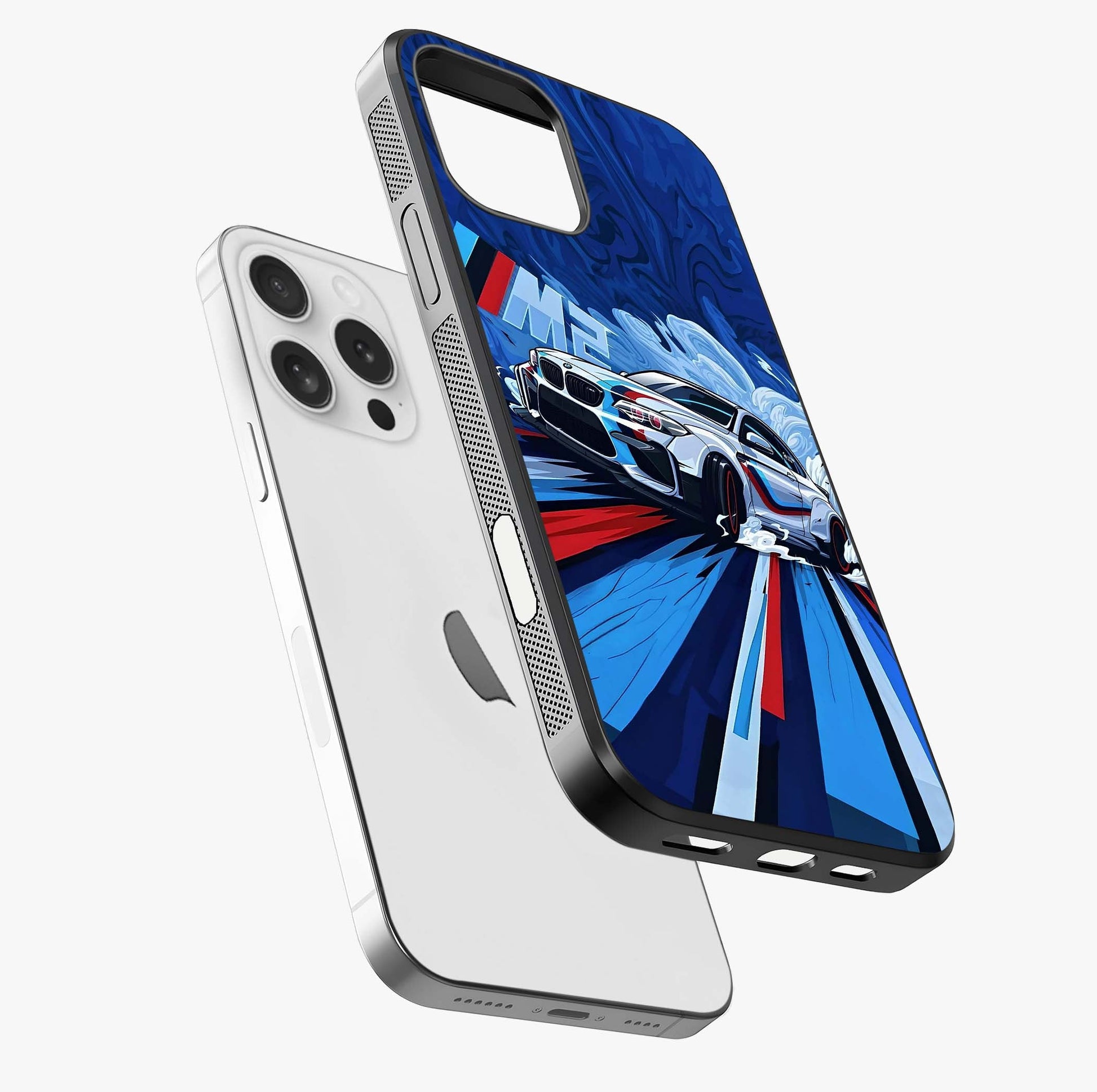 Drift Power Rush Glass Case laid diagonally highlighting side profile, edges and glossy glass shine.