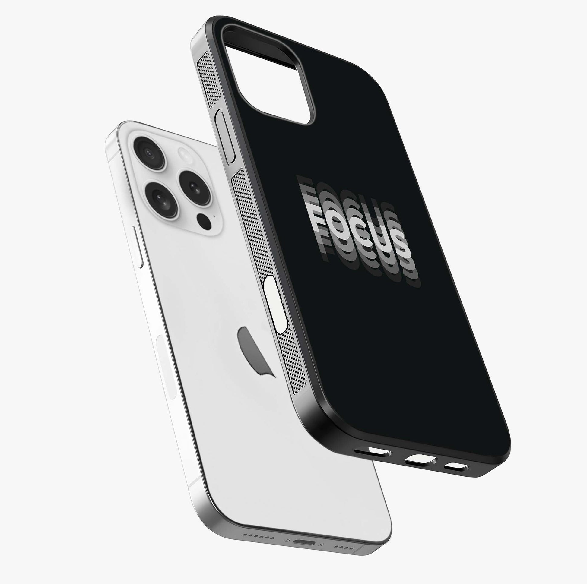 Focus Mode On Glass Case laid diagonally highlighting side profile, edges and glossy glass shine.