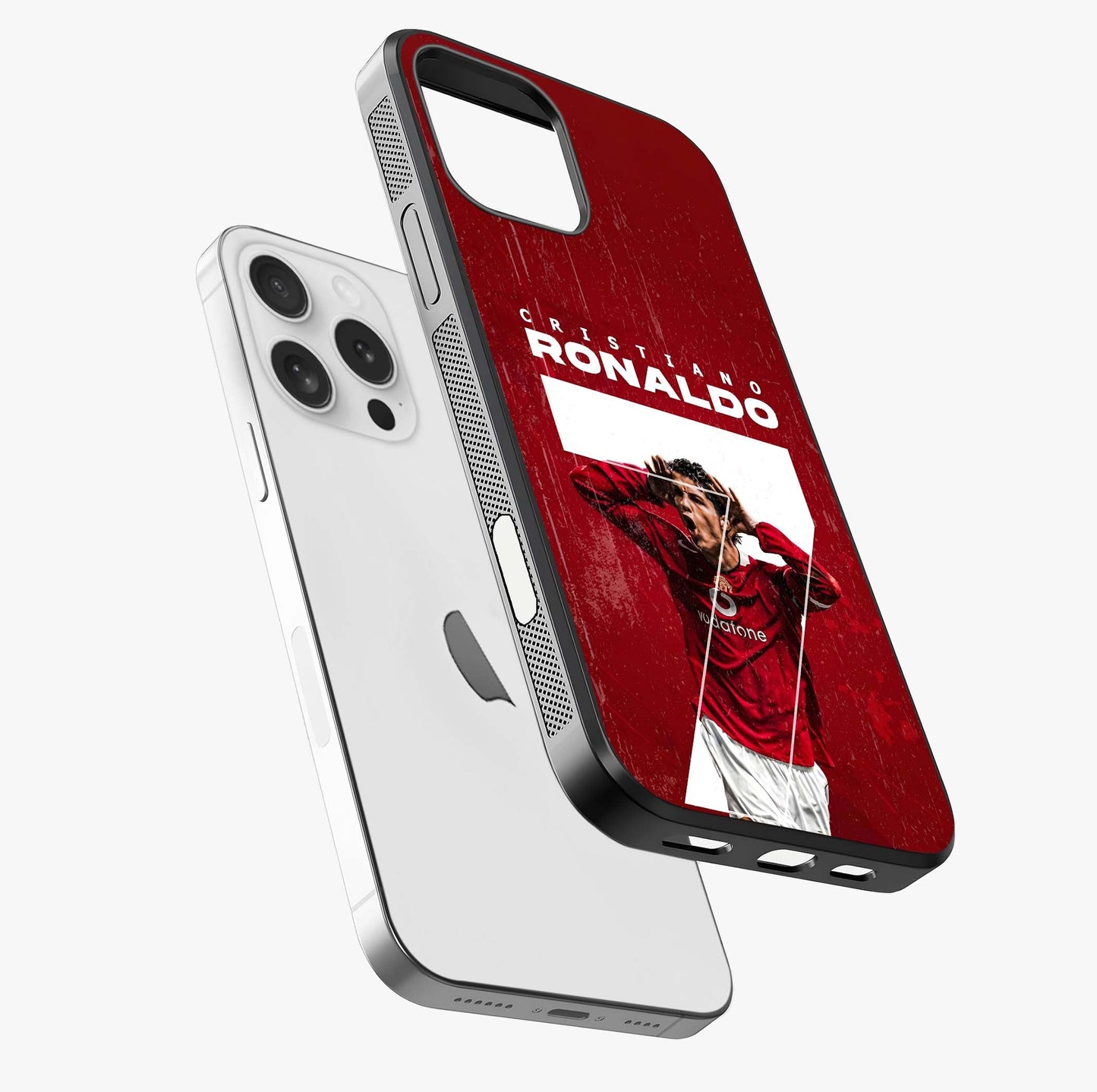 Goal Celebration Legacy Glass Case laid diagonally highlighting side profile, edges and glossy glass shine.