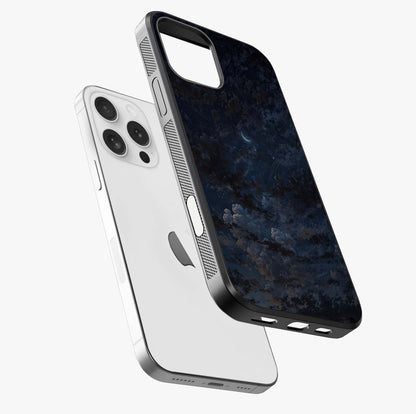 Lunar Veil Silence Glass Case laid diagonally highlighting side profile, edges and glossy glass shine.