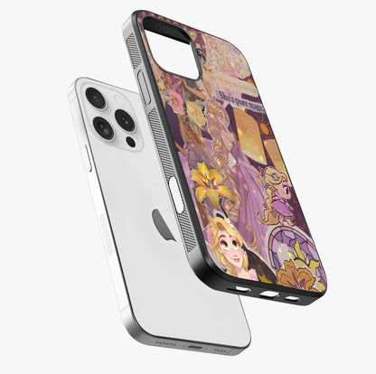 Magical Tangled Dream Glass Case laid diagonally highlighting side profile, edges and glossy glass shine.