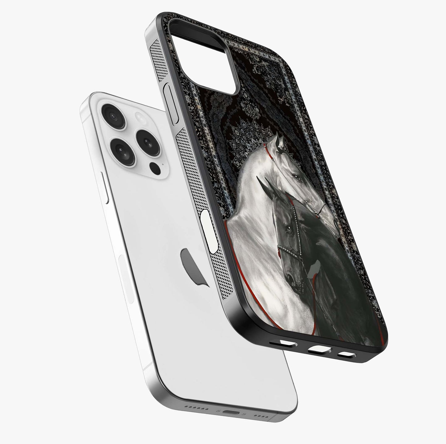 Majestic Ride Legacy Glass Case laid diagonally highlighting side profile, edges and glossy glass shine.