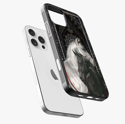 Majestic Ride Legacy Glass Case laid diagonally highlighting side profile, edges and glossy glass shine.