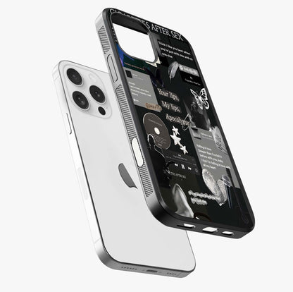Midnight Love Echo Glass Case laid diagonally highlighting side profile, edges and glossy glass shine.