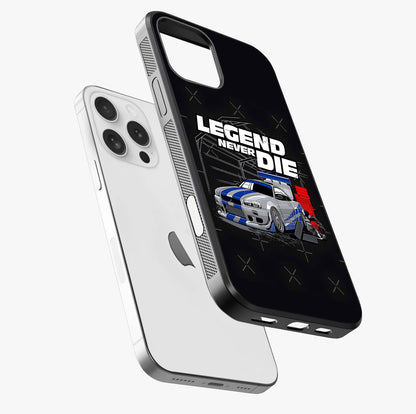 Midnight Racing Legacy Glass Case laid diagonally highlighting side profile, edges and glossy glass shine.