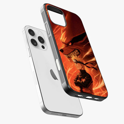Nine Tails Legacy Glass Case laid diagonally highlighting side profile, edges and glossy glass shine.