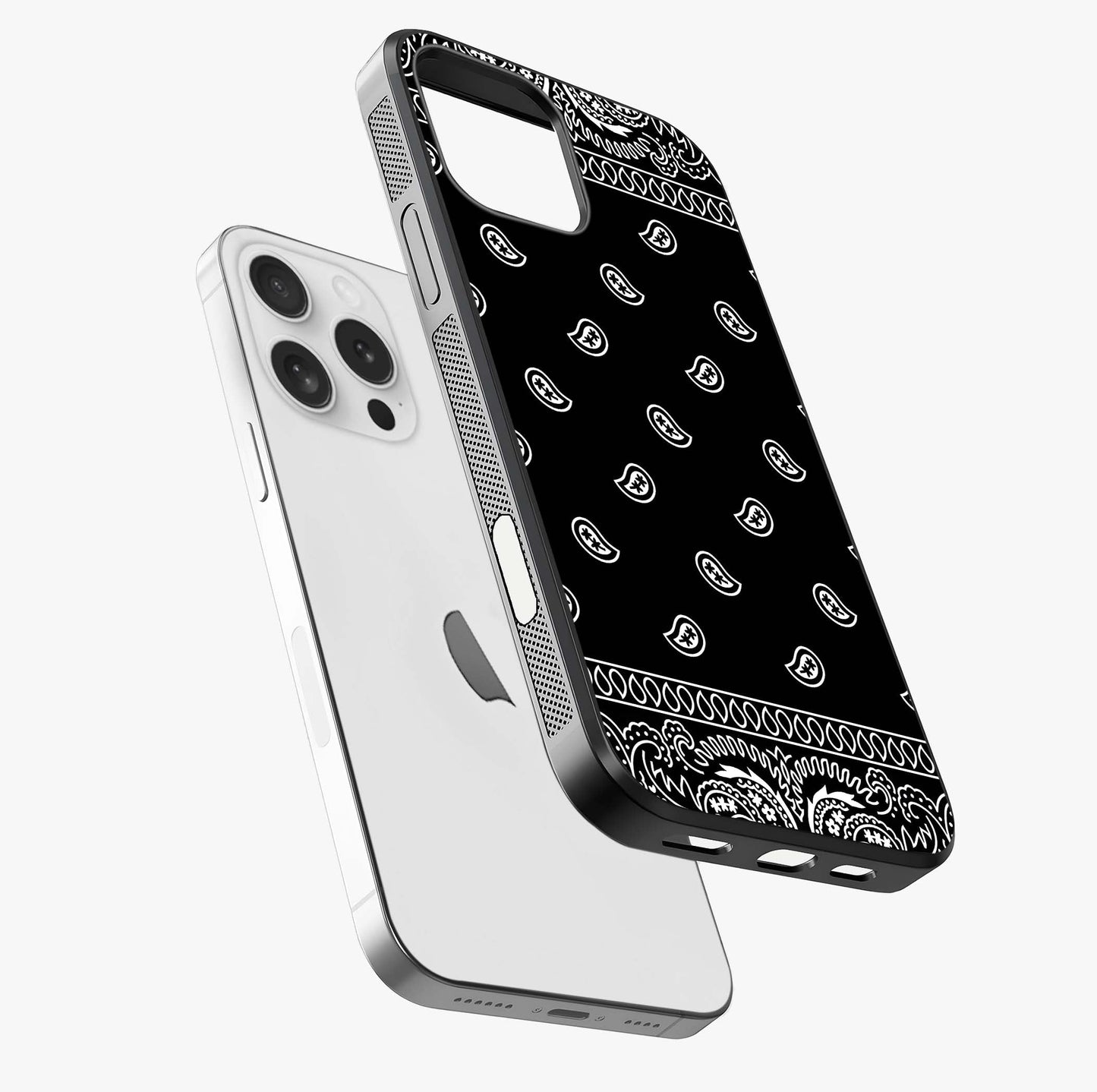 Retro Rebel Threads Glass Case laid diagonally highlighting side profile, edges and glossy glass shine.