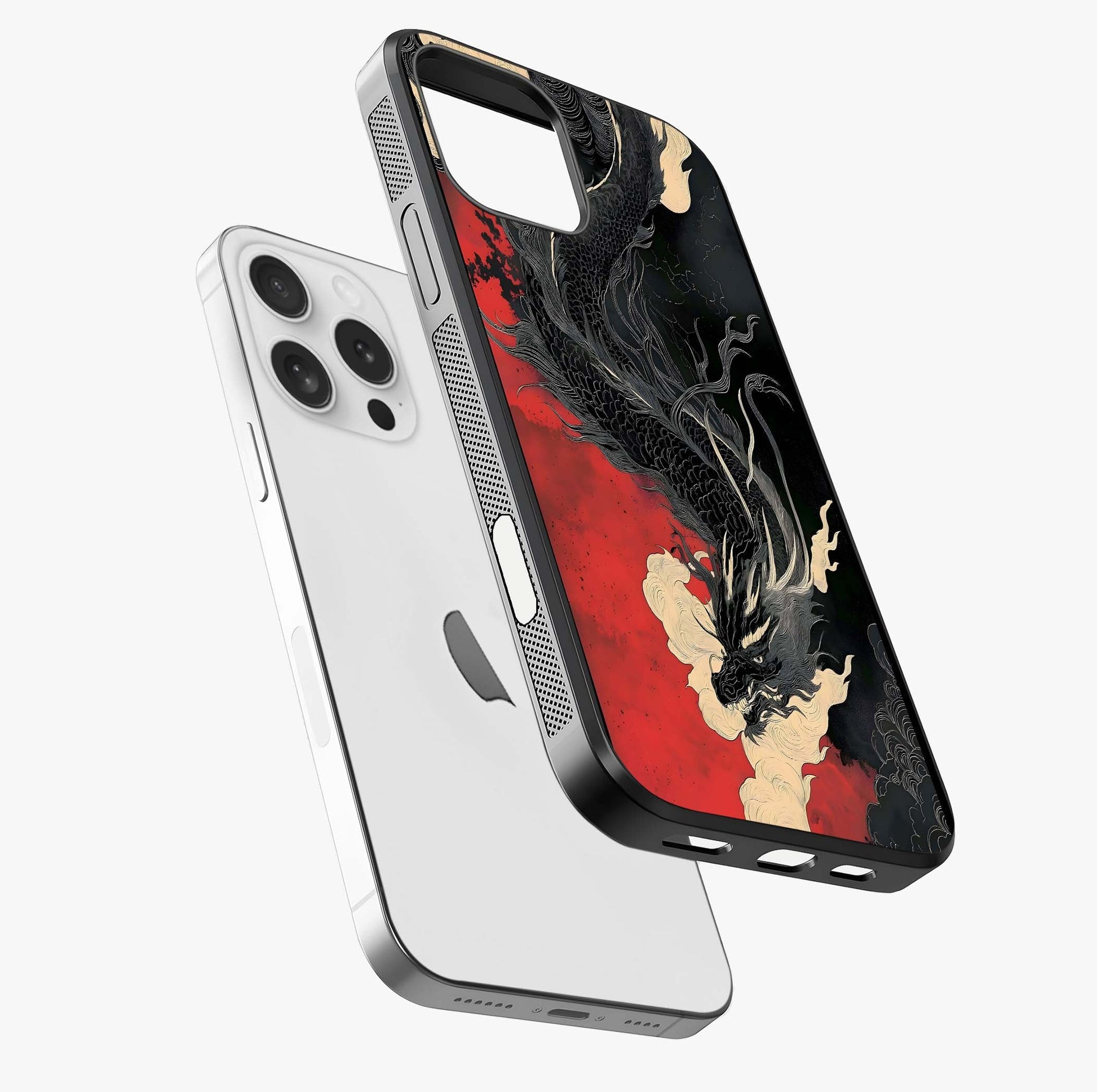 Shadow Dragon Fury Glass Case laid diagonally highlighting side profile, edges and glossy glass shine.