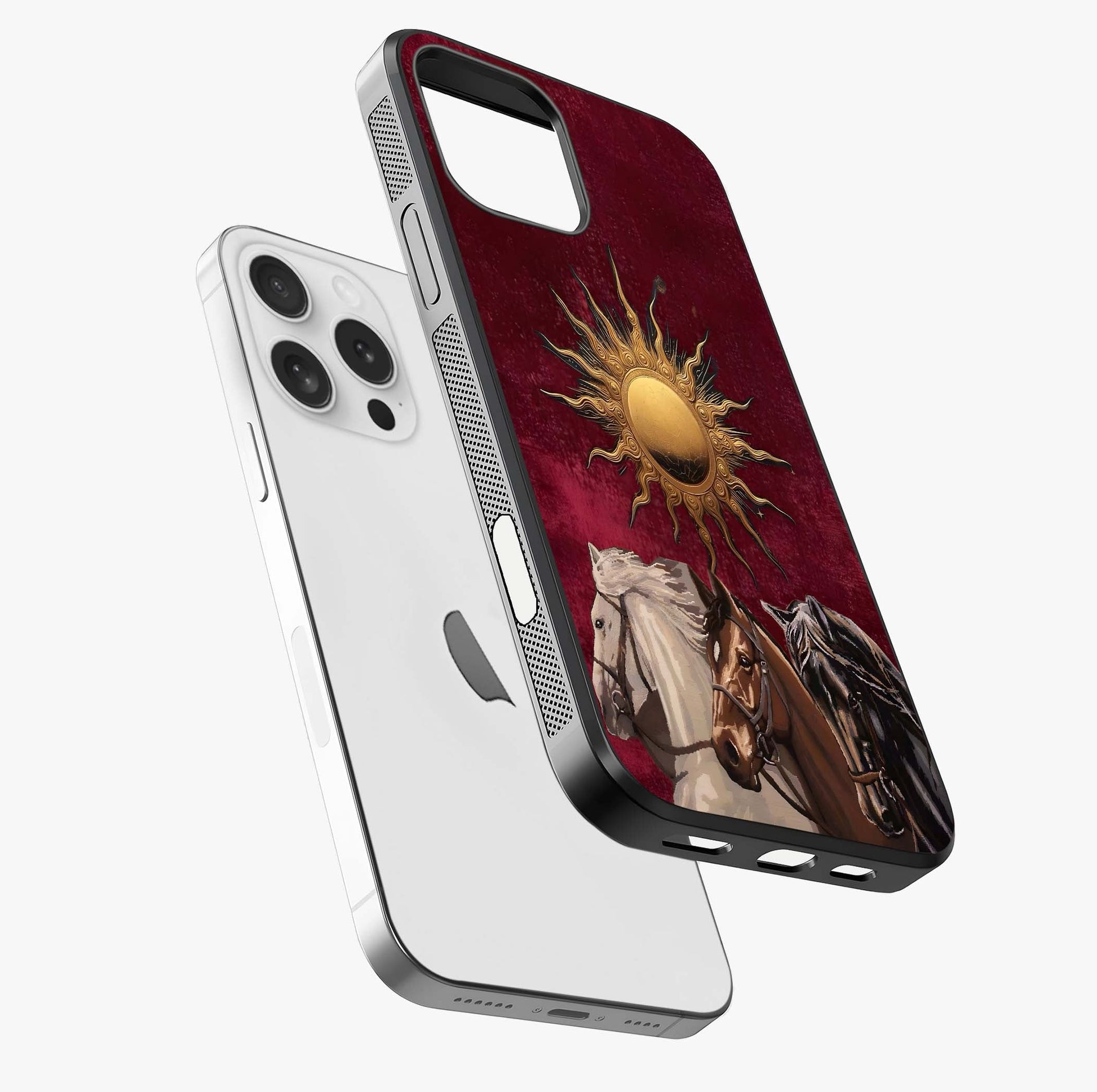 Solar Riders Glass Case laid diagonally highlighting side profile, edges and glossy glass shine.