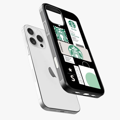 Starbucks Mocha Glass Case laid diagonally highlighting side profile, edges and glossy glass shine.