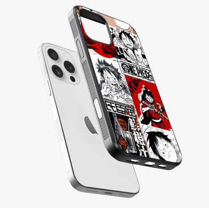 Strawhat Chaos Panels Glass Case laid diagonally highlighting side profile, edges and glossy glass shine.