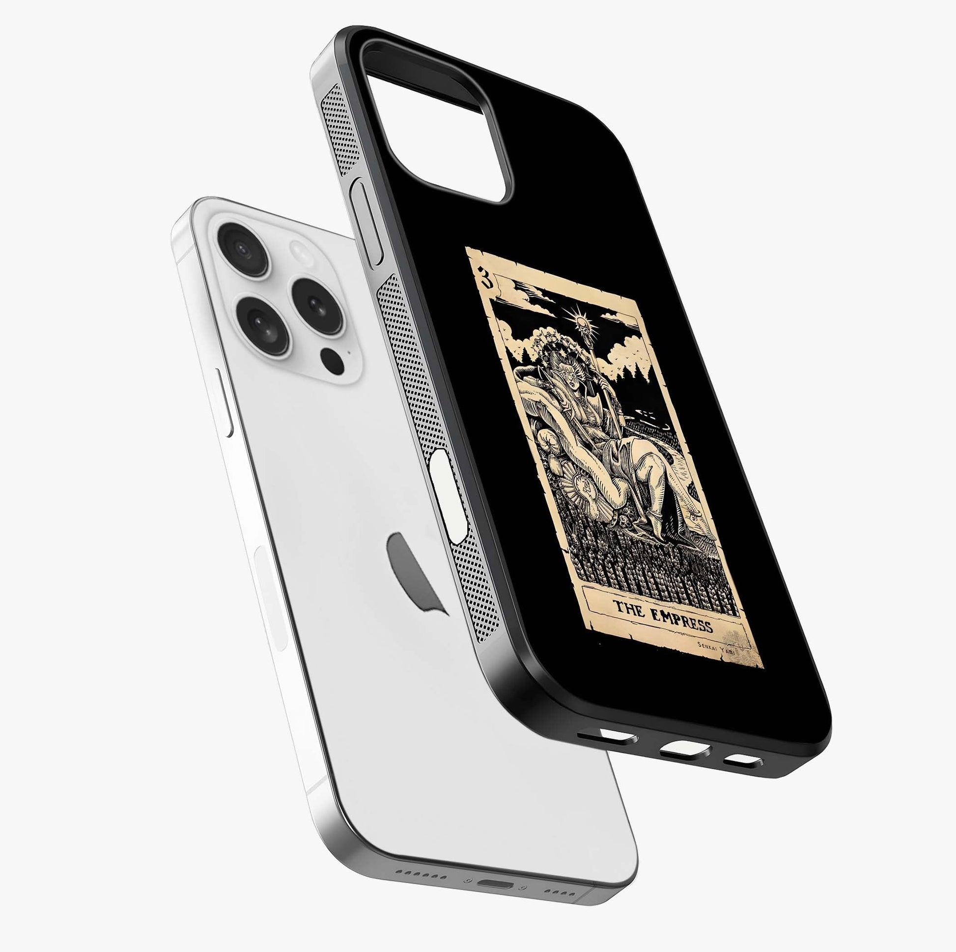The Empress Glass Case laid diagonally highlighting side profile, edges and glossy glass shine.