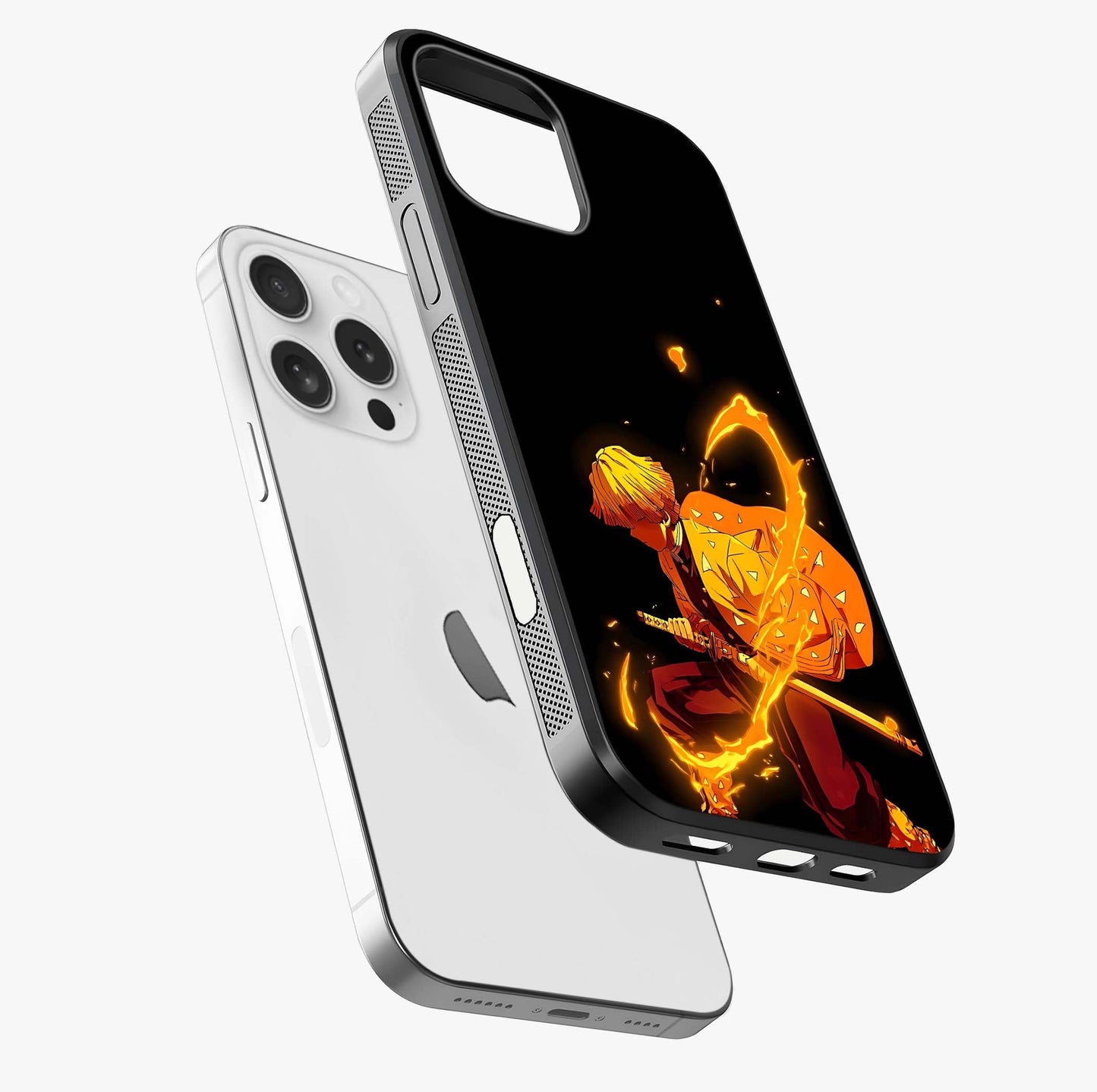 Thunder Flame Execution Glass Case laid diagonally highlighting side profile, edges and glossy glass shine.