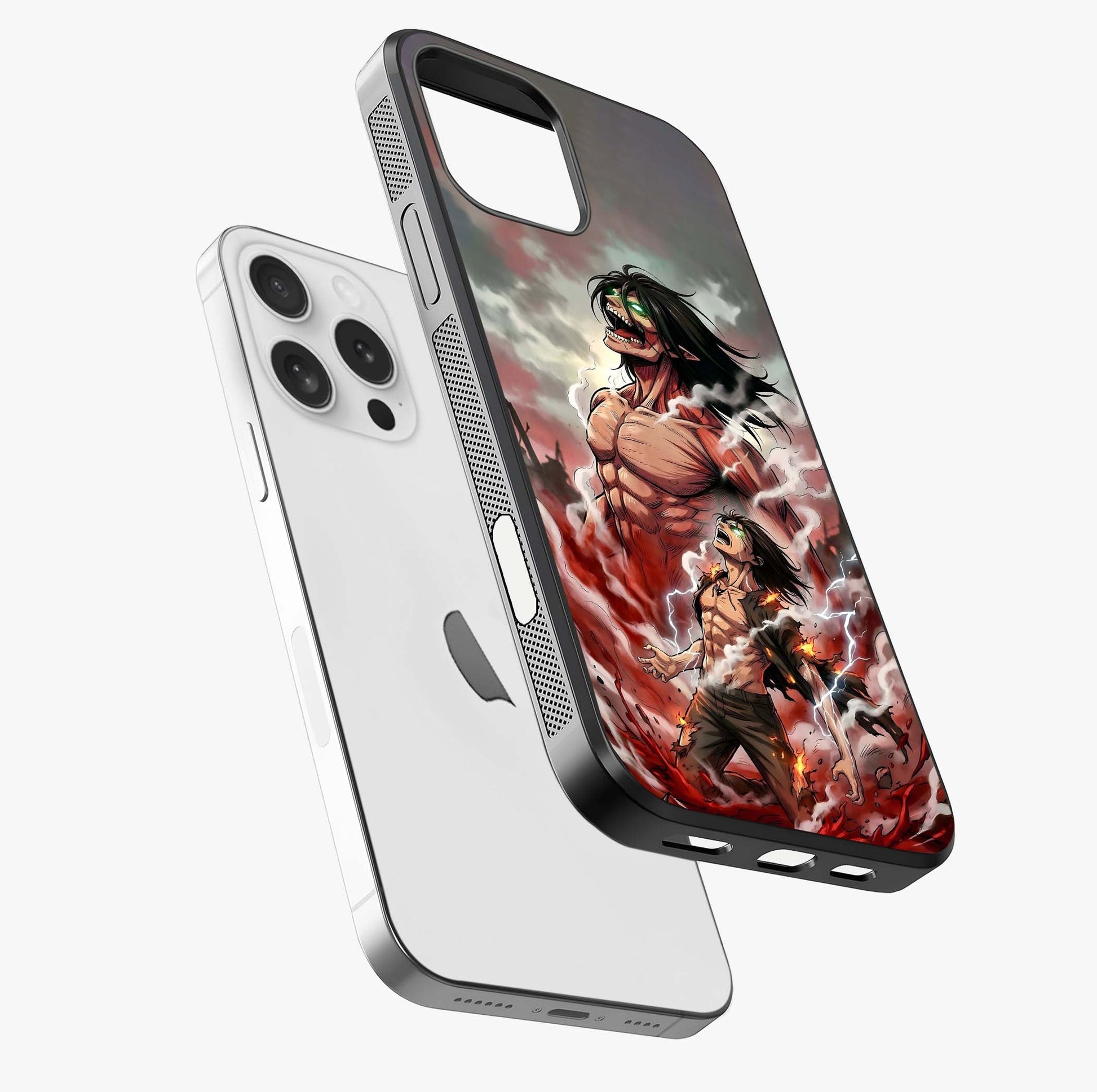 Titan Awakening Fury Glass Case laid diagonally highlighting side profile, edges and glossy glass shine.