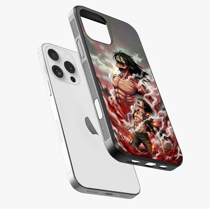 Titan Awakening Fury Glass Case laid diagonally highlighting side profile, edges and glossy glass shine.