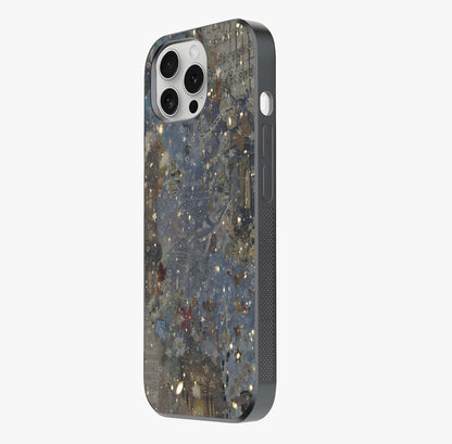 Aesthetic Astrolophia Glass Case photographed in natural light showing reflective finish and design depth.