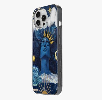 Aesthetic Lord Shiva Glass Case photographed in natural light showing reflective finish and design depth.