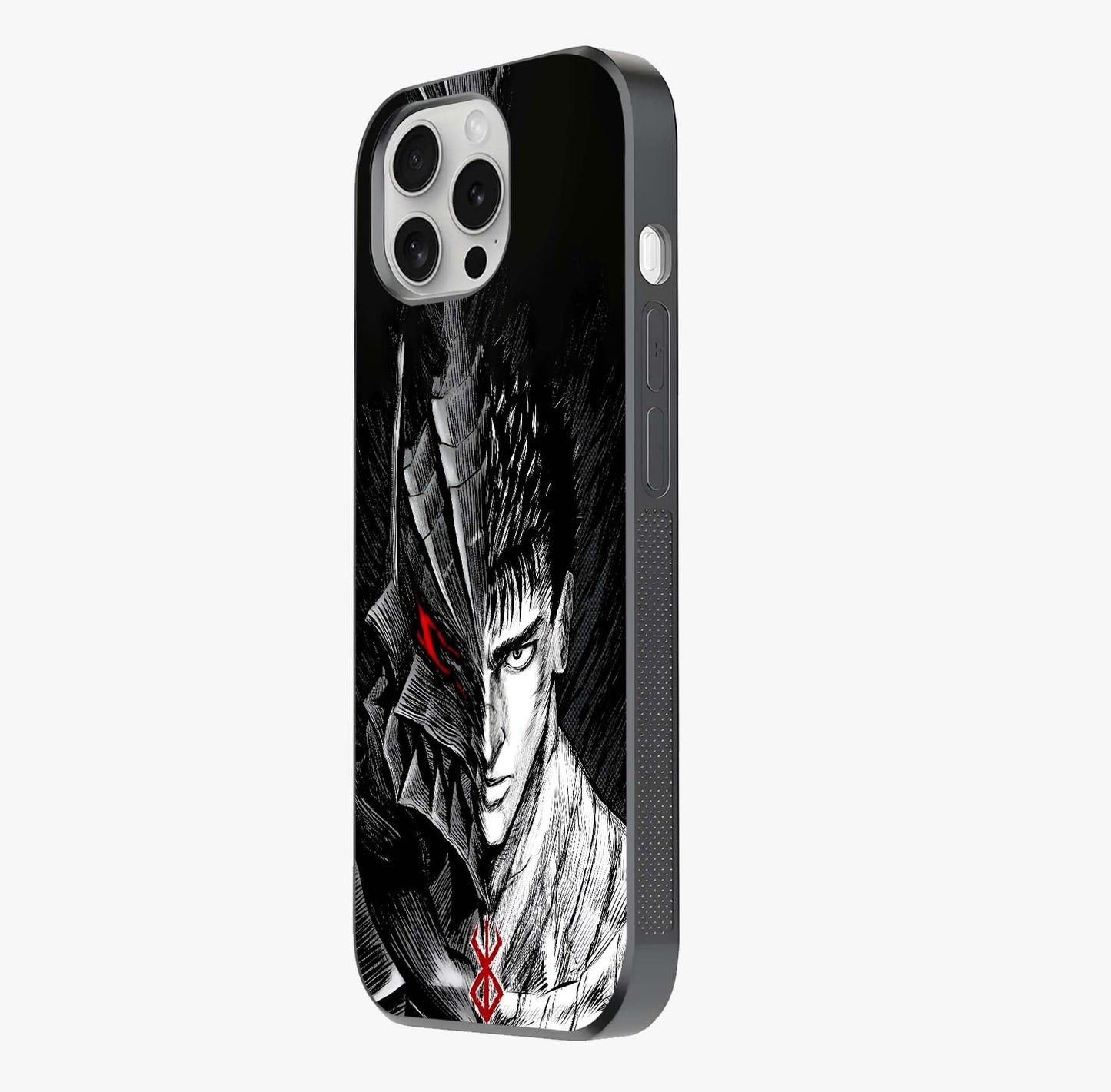 Berserker Blood Oath Glass Case photographed in natural light showing reflective finish and design depth.