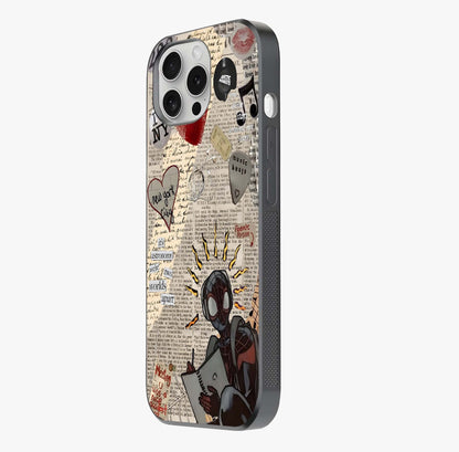 City Dream Sketch Glass Case photographed in natural light showing reflective finish and design depth.