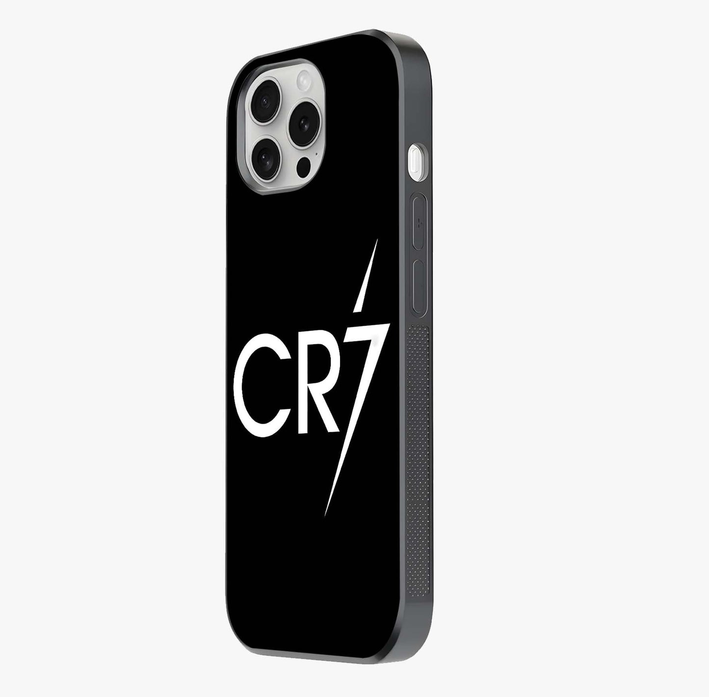 Cr7 Elite Strike Glass Case photographed in natural light showing reflective finish and design depth.