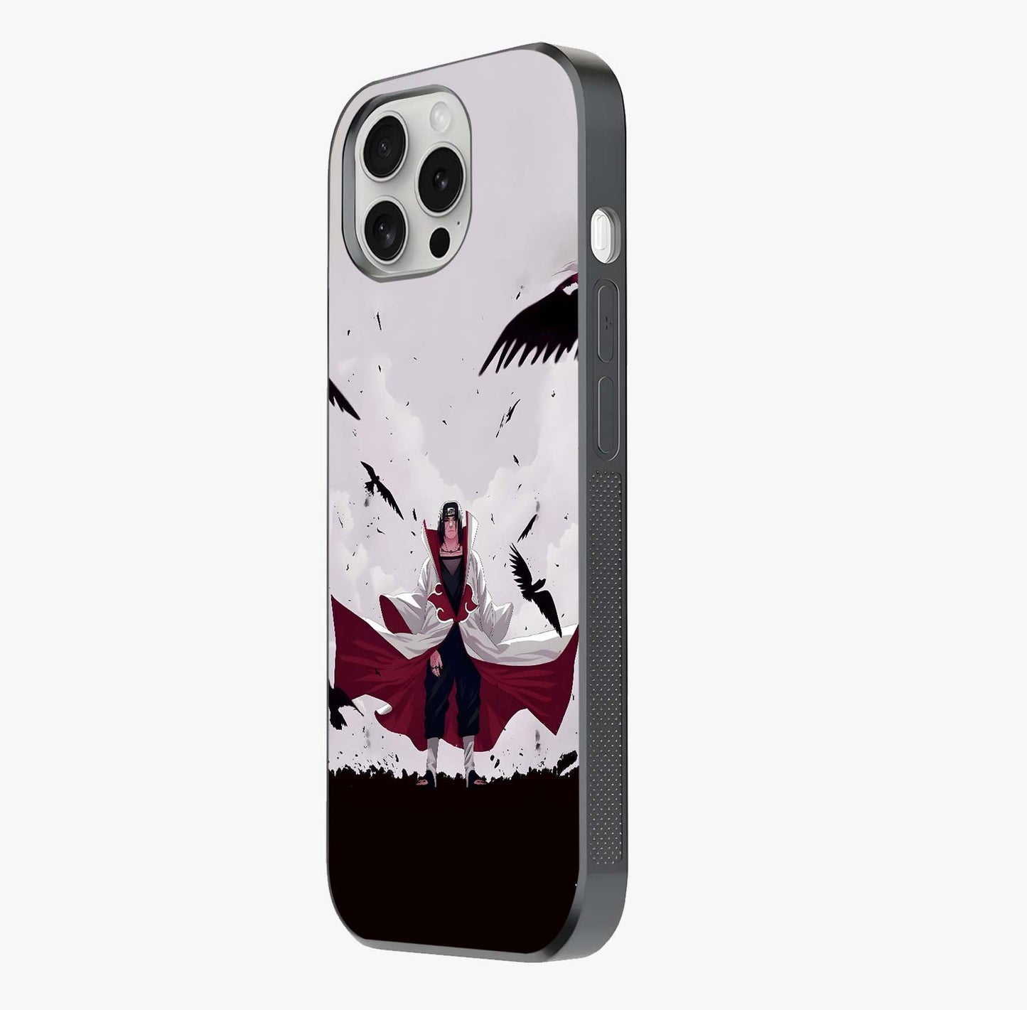 Crimson Crow Ascension Glass Case photographed in natural light showing reflective finish and design depth.