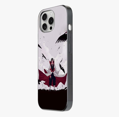Crimson Crow Ascension Glass Case photographed in natural light showing reflective finish and design depth.