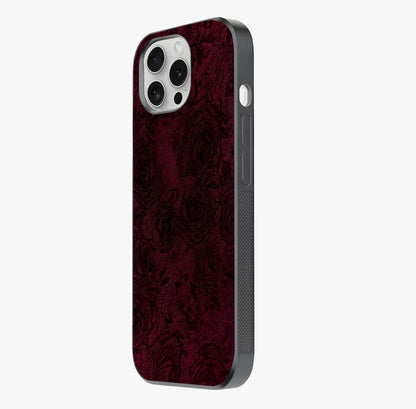 Crimson Fade Flow Glass Case photographed in natural light showing reflective finish and design depth.
