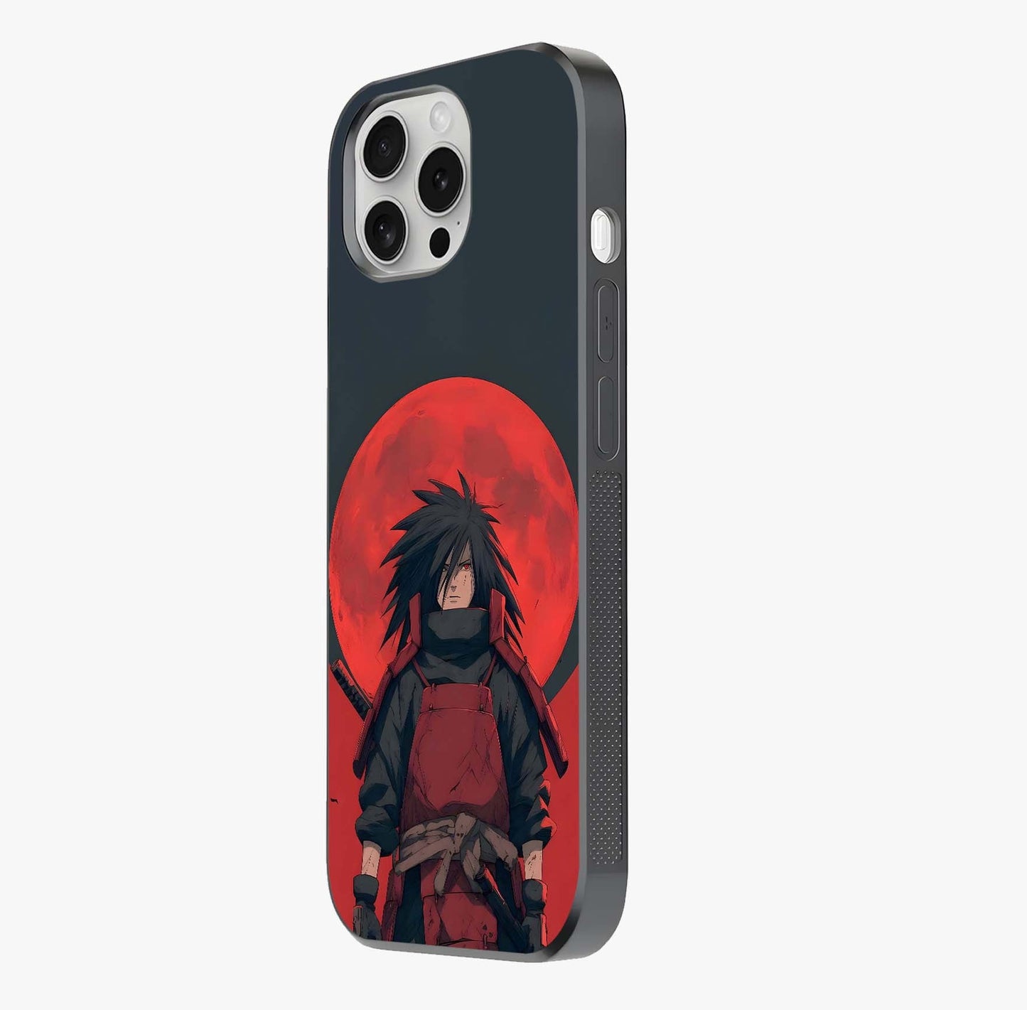 Crimson Moon Warlord Glass Case photographed in natural light showing reflective finish and design depth.