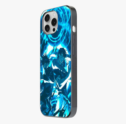 Cursed Energy Clash Glass Case photographed in natural light showing reflective finish and design depth.