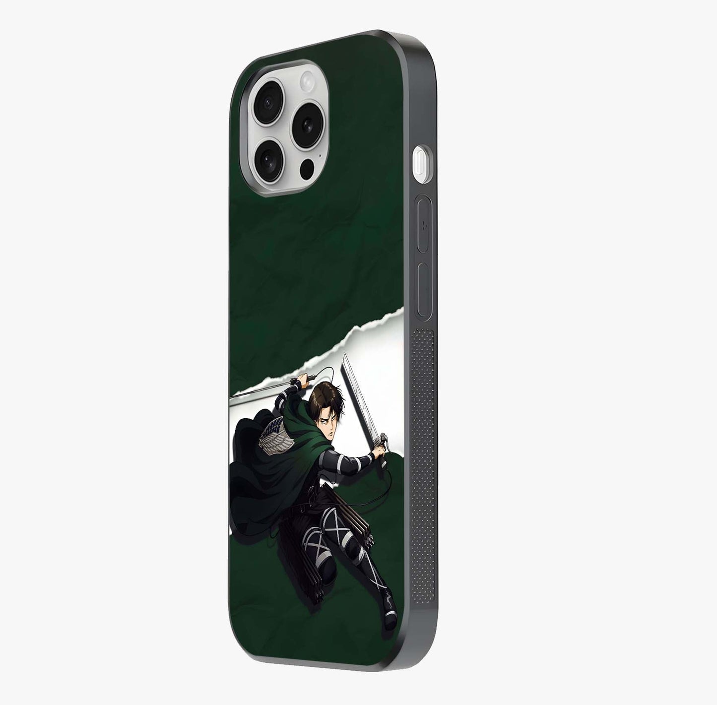 Emerald War Vanguard Glass Case photographed in natural light showing reflective finish and design depth.